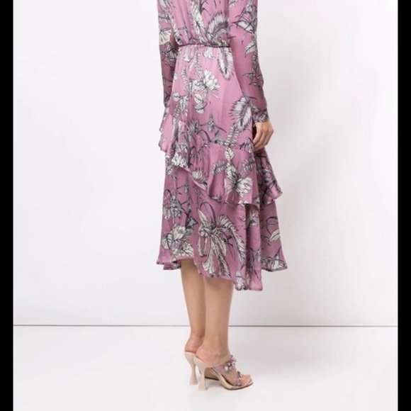 Marchese Notte NWT Orchid Asymmetric Flounce Cocktail Dress size 6 - Picture 4 of 10